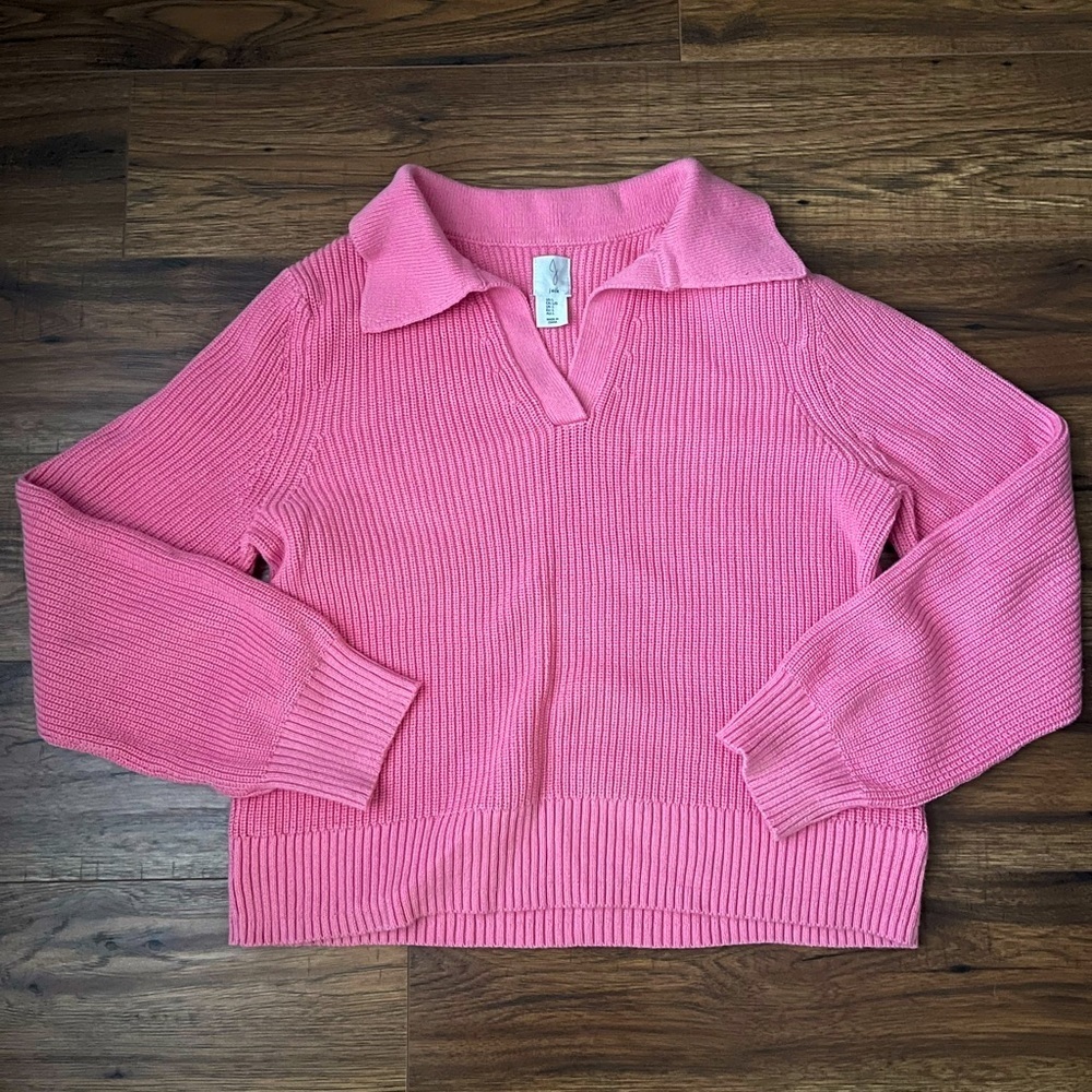 Pink Collared Women's Sweater